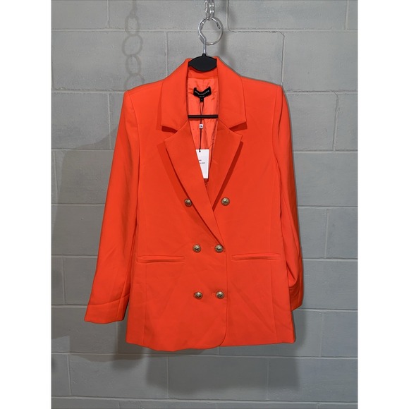 Generation Love Women's Leighton‎ Crepe Blazer SMALL Papaya Gold Buttons Career - Picture 1 of 7